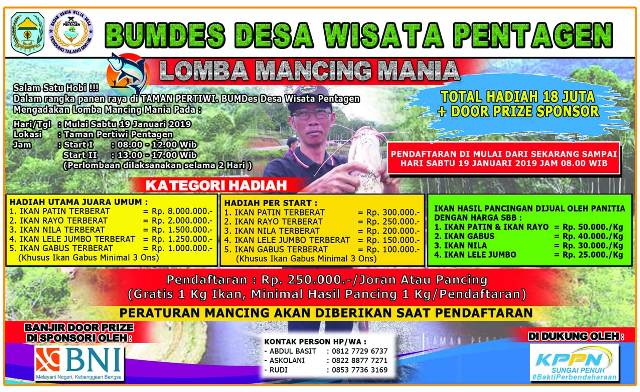 Bumdes Desa Wisata Pentagen Gelar Lomba Mancing Mania