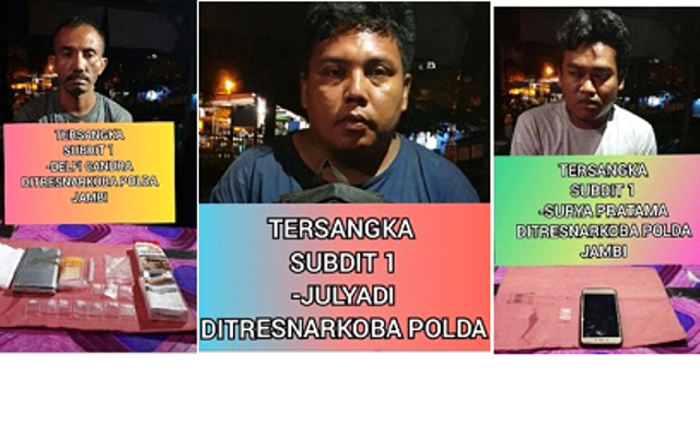 Ditresnarkoba Polda Jambi Tangkap 3 Pelaku Pengedar Sabu