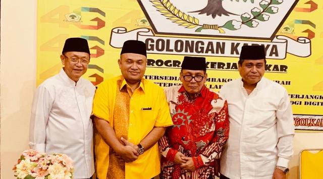 Cek Endra tampak akrab bersama HBA dan Plt Ketua DPD I Golkar, Taufik Hidayat