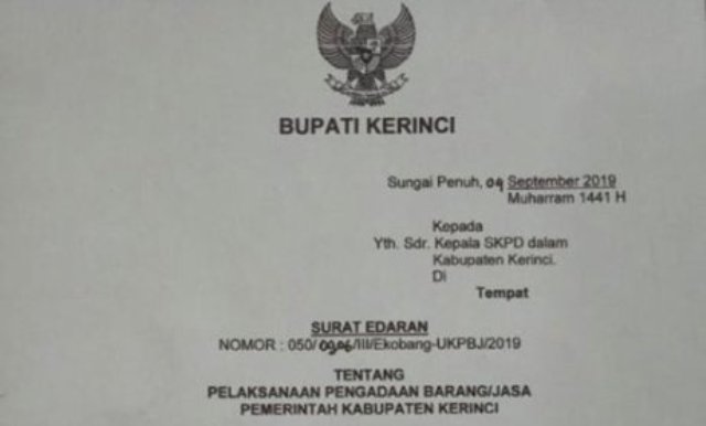 Intervensi Proses Lelang, Nama “W” Mencuat, Adirozal Keluarkan Surat Edaran