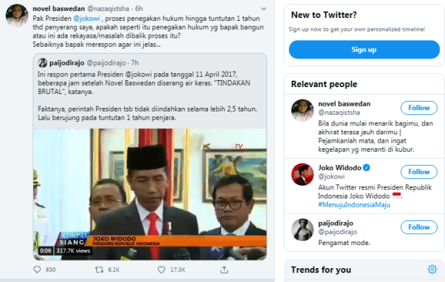 Tanya Novel Baswedan ke Jokowi: Apa Ini Penegakan Hukum yang Bapak Bangun?