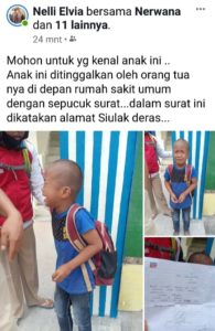 Tega! Bocah 9 Tahun Ditinggal Orangtuanya di Depan RSU Kerinci