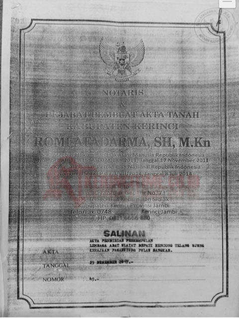 Kompensasi Lahan Rencong Telang Ujung Kerajaan Pagaruyung Dipertanyakan, Nama Bupati Kerinci Mencuat