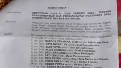 Dipertanyakan, SK Perangkat Desa Demong Sakti Siulak