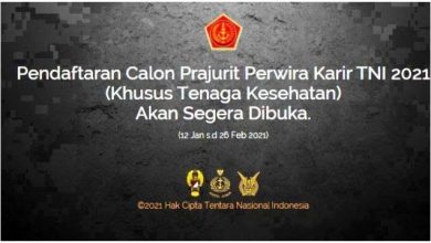 Dibuka Penerimaan Calon Perwira Prajurit Karier TNI TA 2021
