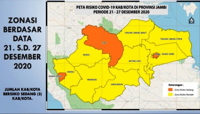 Ini Daftar Zona Oranye Covid-19 Jambi