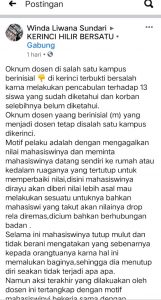 Heboh di Medsos, Oknum Dosen di Kerinci Lakukan Pelecehan Seksual terhadap Belasan Mahasiswinya
