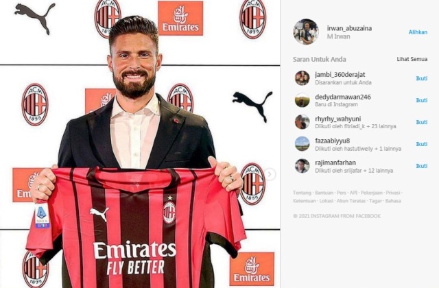 Resmi!!! Olivier Giroud Akan Mengenakan Nomor Punggung 9 di Milan