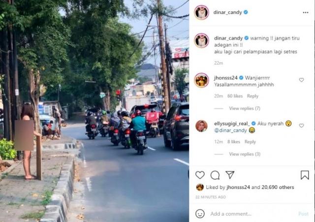 Dinar Candy Diperiksa Aparat Terkait Nekat Berbikini di Pinggir Jalan