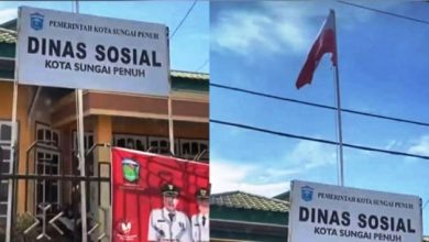VIRAL!!! Bendera Merah Putih Terpasang Terbalik di Kantor Dinsos