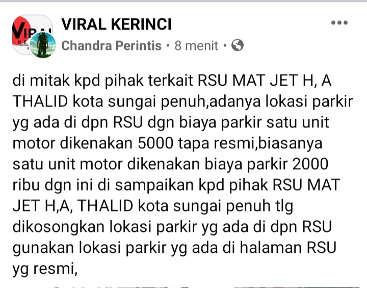 Dikeluhkan Parkir Motor di Depan RSUD Kerinci 5000