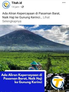 Beredar di Medsos! Ada Aliran Kepercayaan di Pasaman Barat, Naik Haji ke Gunung Kerinci