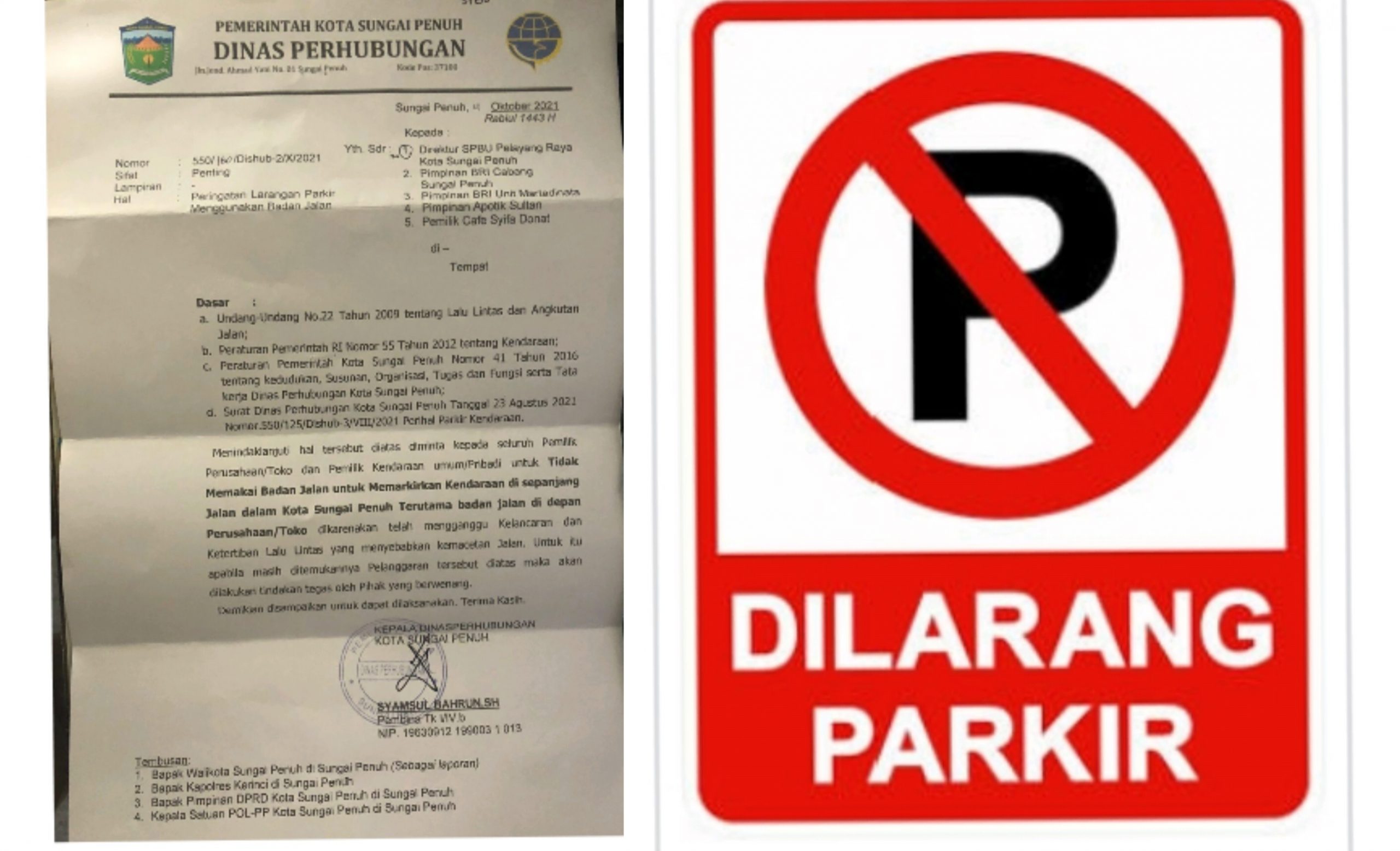 Surat Larangan Parkir Tuai Pro Kontra