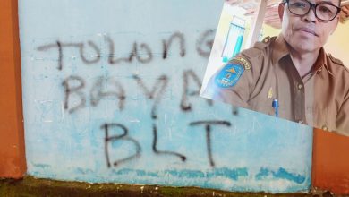 Protes Tidak Terima BLT, Warga Semerah Coret Diding Gedung Hall Protes Tidak Terima BLT, Warga Semerah Coret Diding Gedung Hall