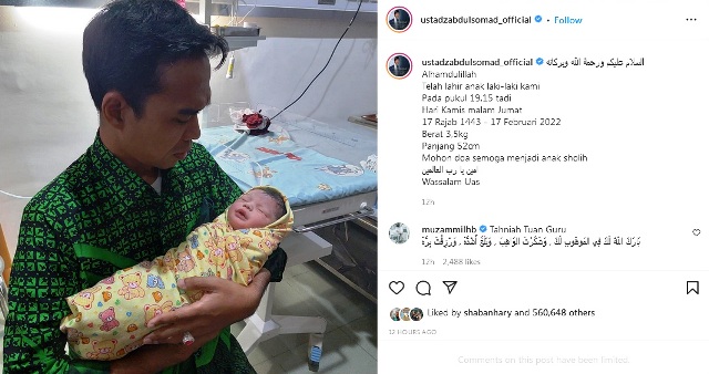 Kabar Bahagia, Istri Abdul Somad Melahirkan Bayi Laki-laki