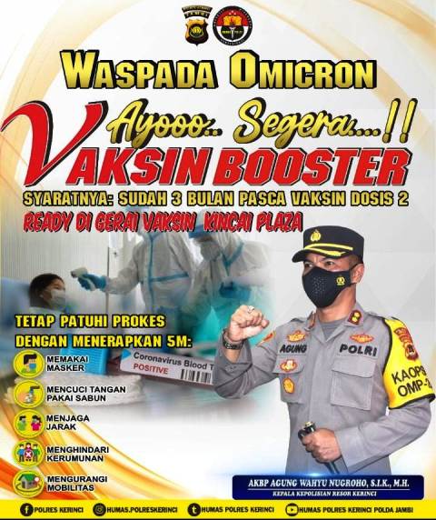 Kapolres Kerinci Ajak Masyarakat Lakukan Vaksin Booster