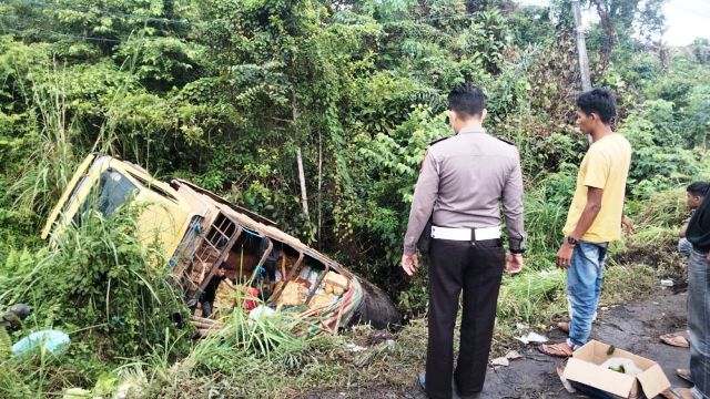 Truk Sayur Terjun ke Jurang di Batanghari