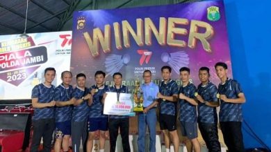 Polres Kerinci Juara Turnamen Bulutangkis Kapolda Jambi Cup 2023