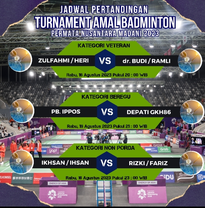 Daftar Pemain Malam ini, Turnamen Amal Permata Nusantara