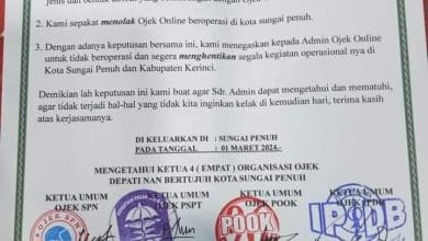 4 Organisasi Ojek Sungai Penuh Tolak Kehadiran Ojek Online