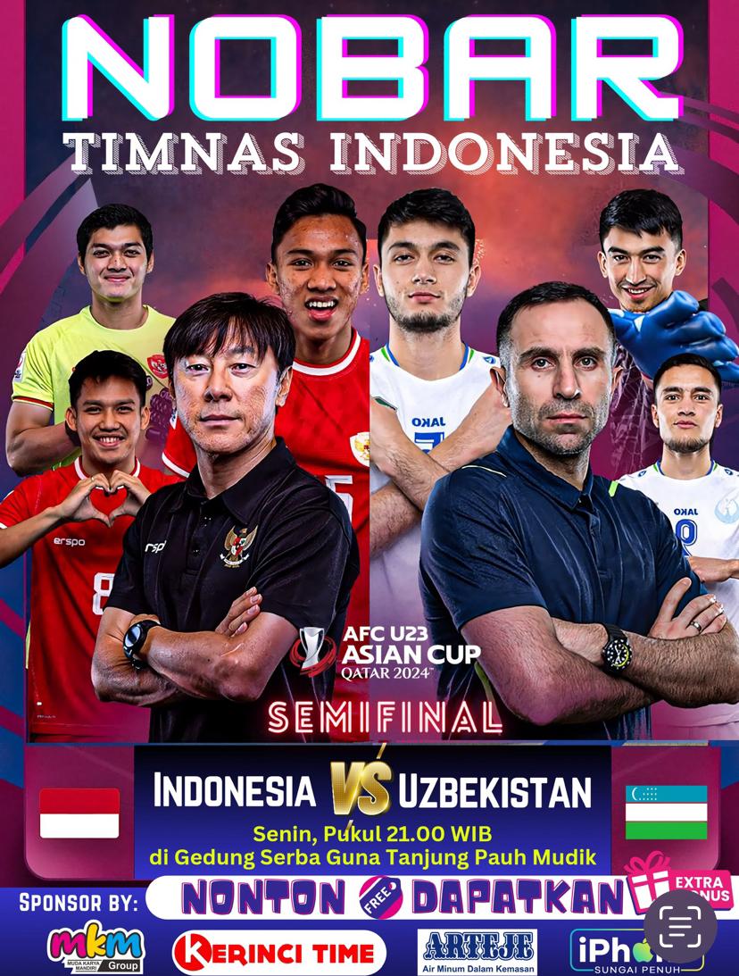 Nobar Gratis! Semifinal Piala Asia U-23 di Tanjung Pauh Malam Ini