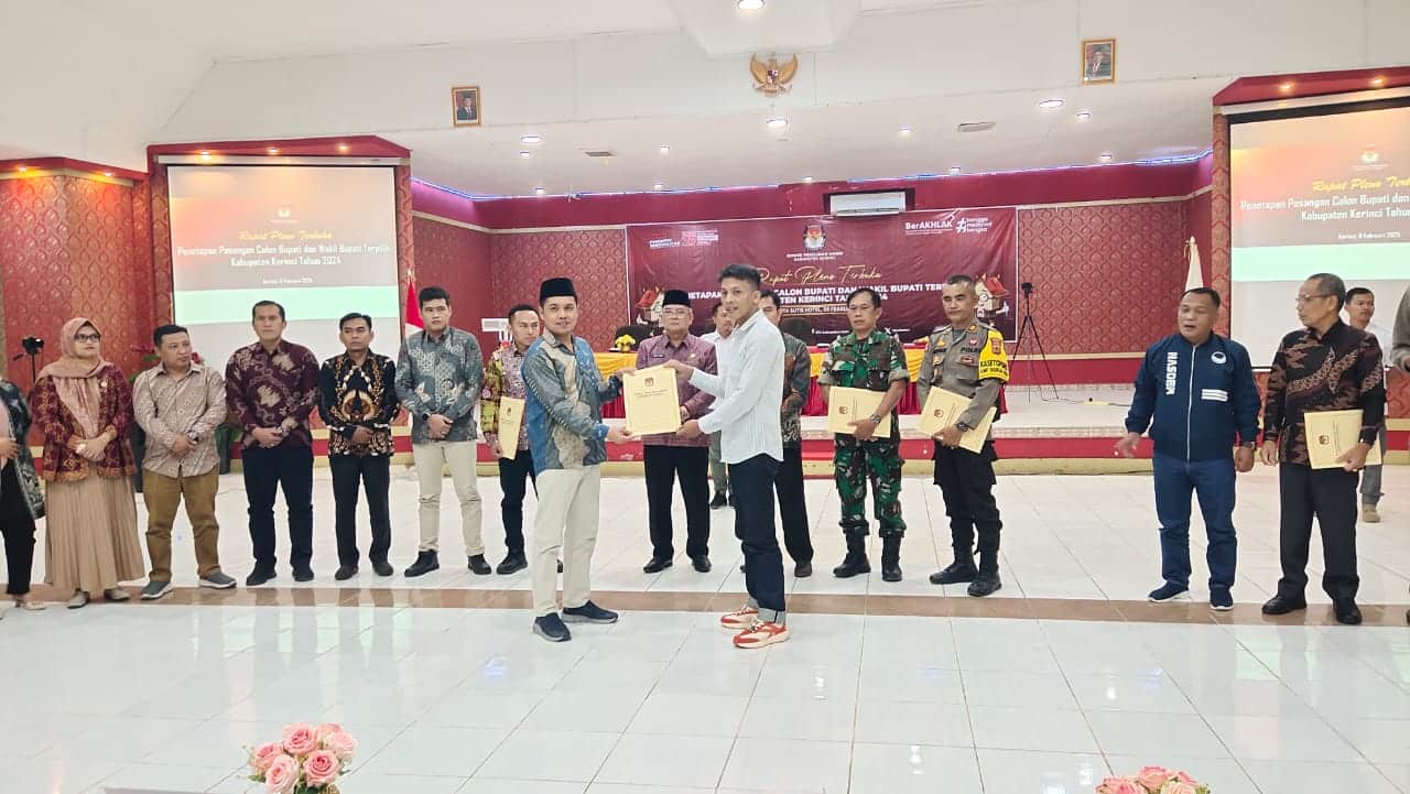 KPU Kerinci Tetapkan Monadi - Murison Bupati dan Wakil Bupati Kerinci Terpilih Periode 2025 - 2030